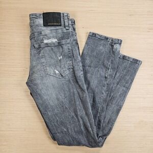 Aeropostale Skinny Straight Jeans Men 28x32 Fit 28x30 Gray Distressed Ripped